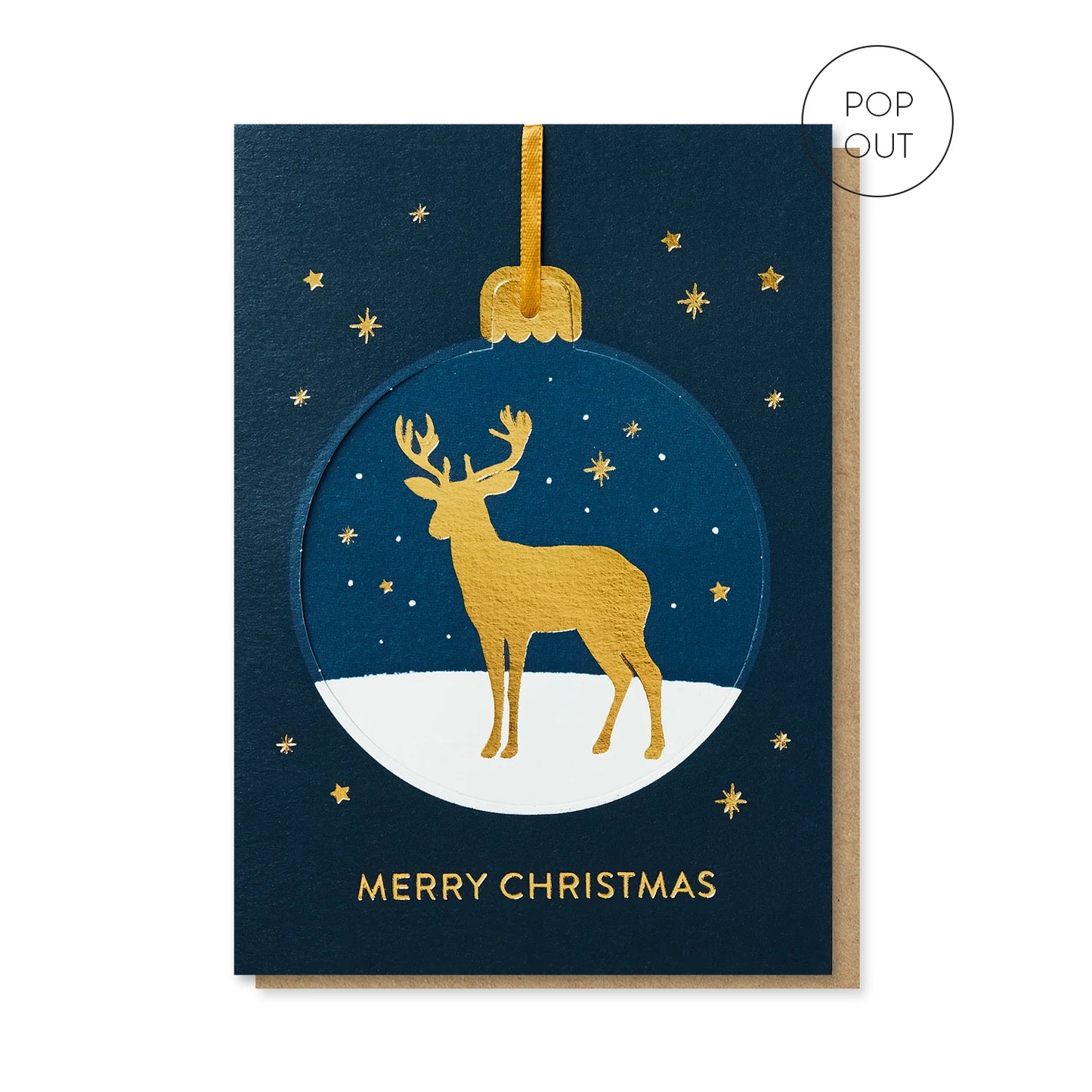 Stag Merry Christmas Pop Out Hanging Bauble