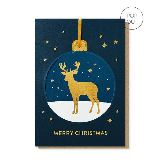 Stag Merry Christmas Pop Out Hanging Bauble