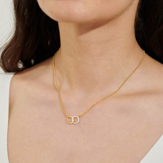 BEAU WHITE ENAMEL GOLD LINKED NECKLACE