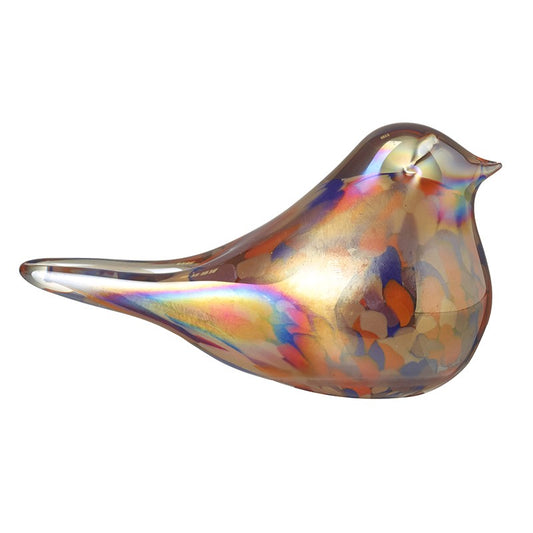 Multi Colour Glass Sitting Bird