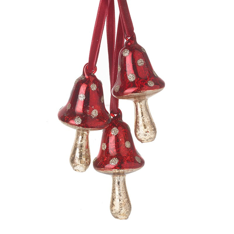 HANGING GLASS TOADSTOOL BAUBLE