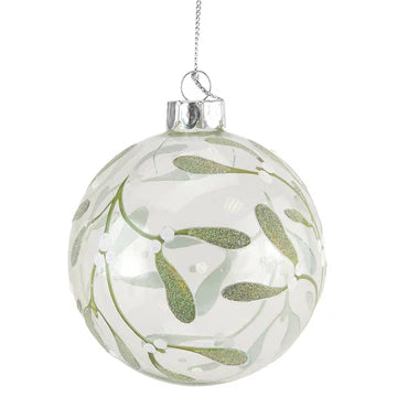 Clear glass ball with mistletoe