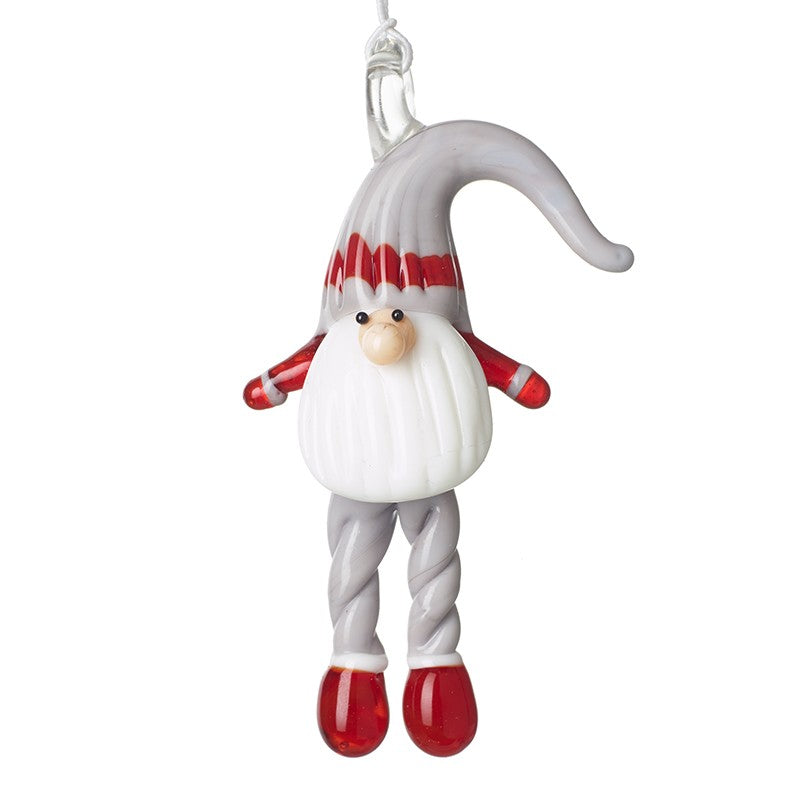 HANGING GLASS MINI GONK SANTA DECORATION