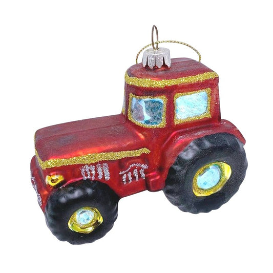 HANGING RED TRACTOR BAUBLE