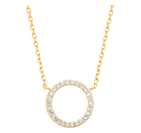 Pave CZ Circle Necklace Gold Plated