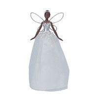 Resin Tree Topper 18cm - White/Silver Ballerina Fairy small