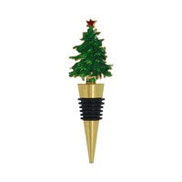 Metal Bottle Stopper 11cm - Green/Gold Christmas Tree