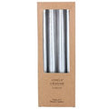 Box/4 Taper Candle 25cm - Metallic Silver