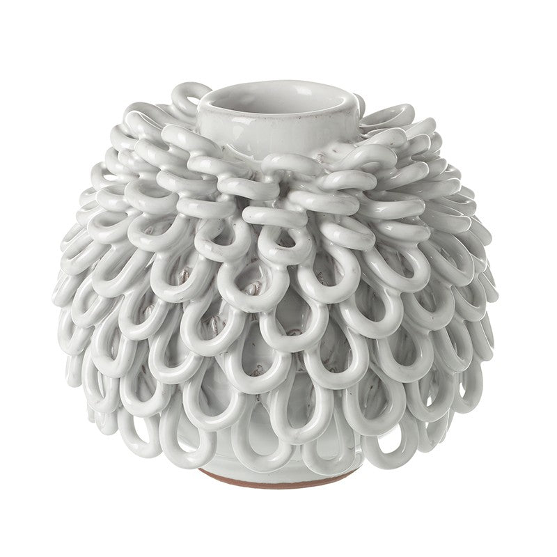 SMALL TERRACOTTA LOOP DESIGN VASE WHITE