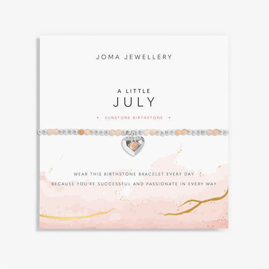 BIRTHSTONE A LITTLE | JULY SUNSTONE | Silver Plated | Bracelet | 17.5cm stretch