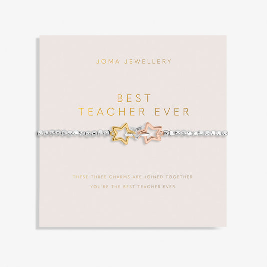 FOREVER YOURS | BEST TEACHER EVER | Silver, Gold Plated & Rose Gold Plated | Bracelet | 17.5cm stret
