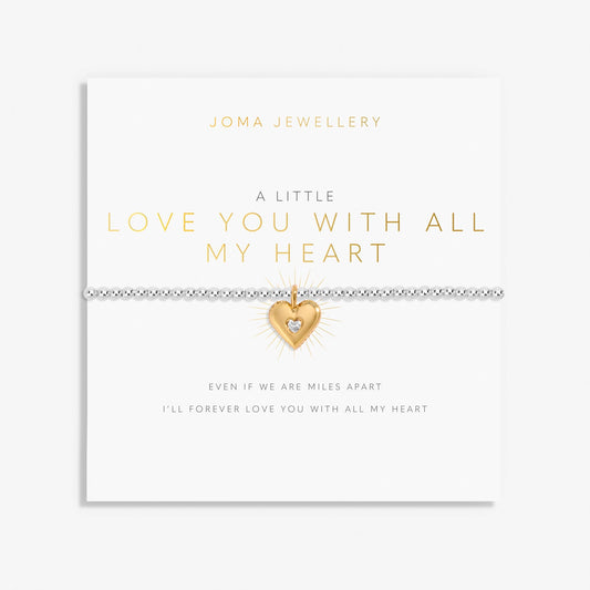 A LITTLE | LOVE YOU WITH ALL MY HEART | Silver & Gold Plated | Bracelet | 17.5cm stretch