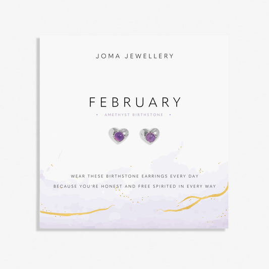 BIRTHSTONE EARRINGS | FEBRUARY AMETHYST | Silver Plated | Earrings