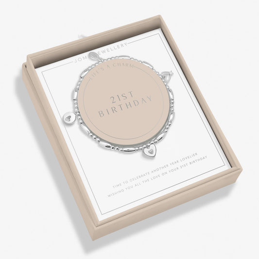 LIFE'S A CHARM | 21ST BIRTHDAY | Silver Plated | Bracelet | 17.5cm stretch
