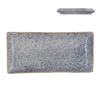 Blue speckled stoneware rectangular plate