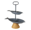 2 TIER FISH PLATES WITH HANDLE