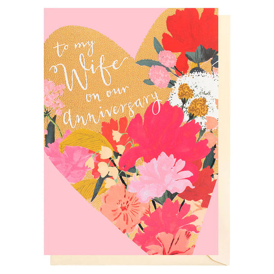 Happy Anniversary Wife Gold Heart