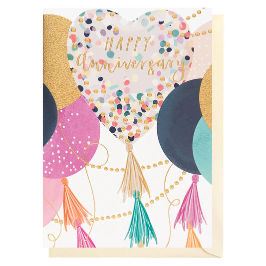 Happy Anniversary Hearts and Balloons