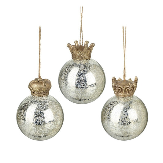 ANTIQUED GOLD BAUBLES WITH CROWN