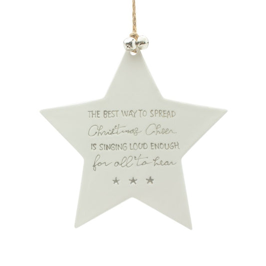 CERAMIC HANGING STAR CHEER