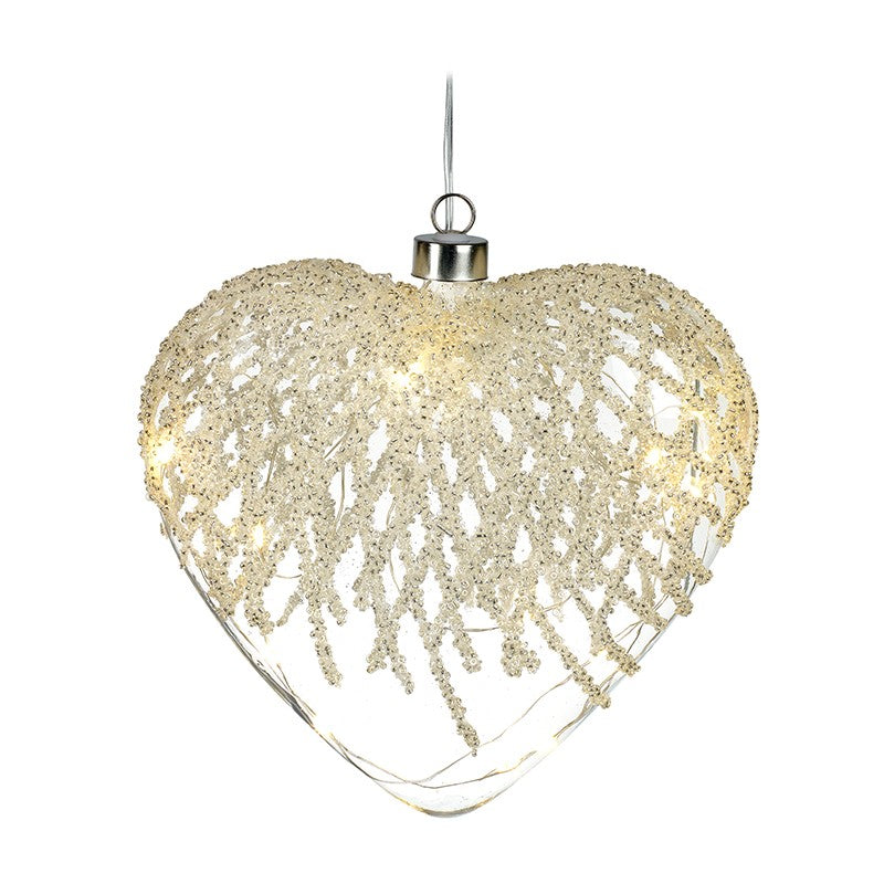 WHITE LIGHT UP HEART WITH GLITTER