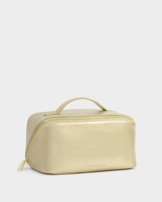 MEDIUM FOLD OUT WASH BAG GOLD PATENT CRACKLE