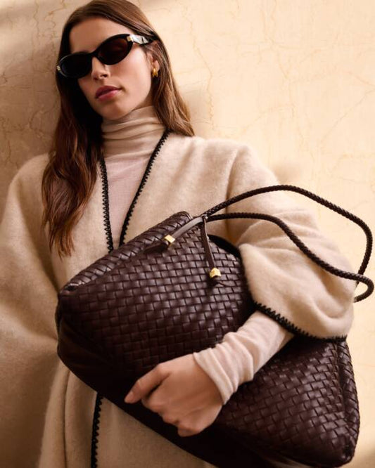 NOVA HAND WOVEN LARGE SHOULDER BAG CHOCOLATE