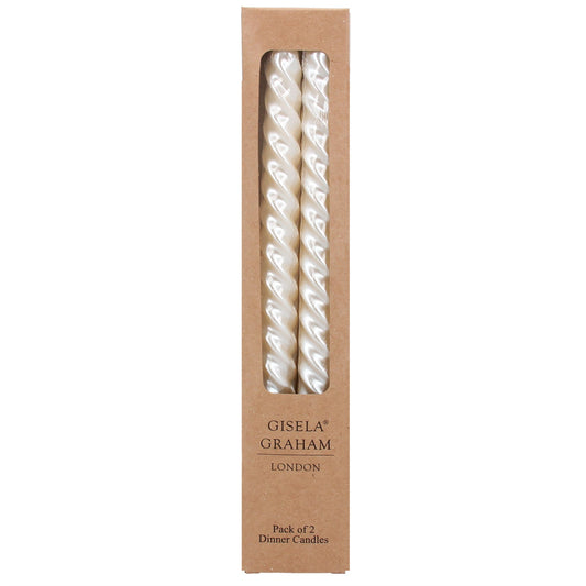 Metallic Cream Twist Taper Candle, Box/2