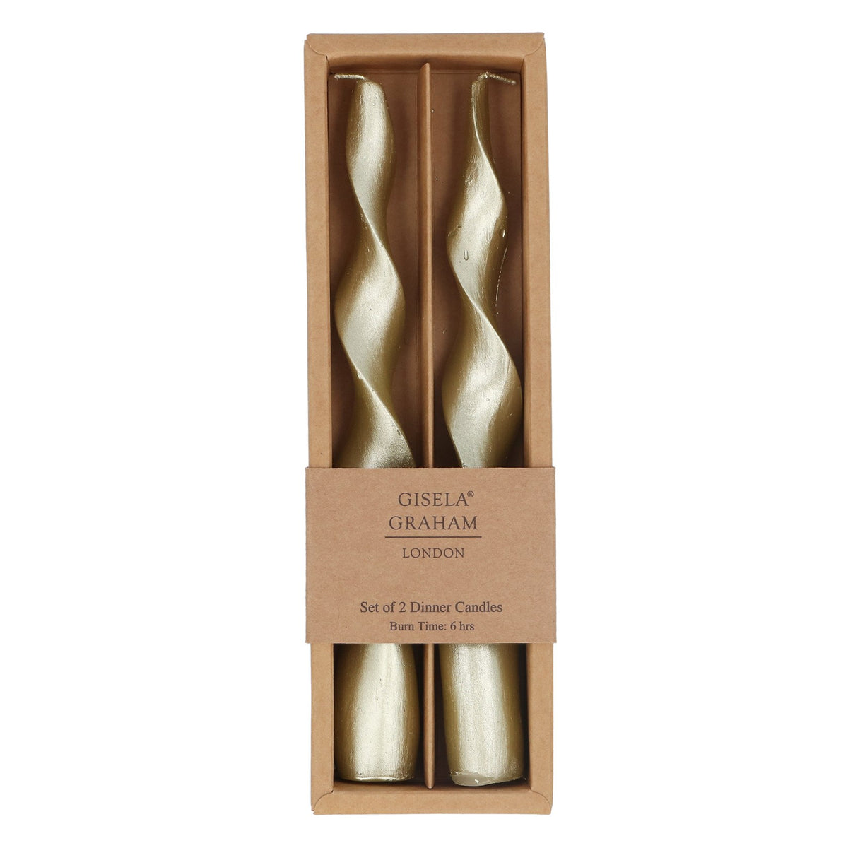 Gold Vintage Twist Taper Candle, Box/2
