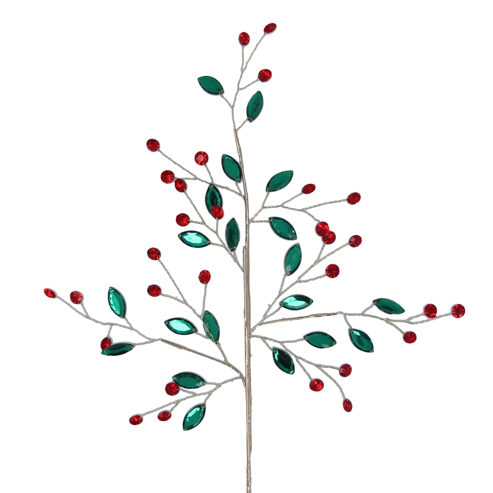 Green Leaf/Red Berry gem Branch