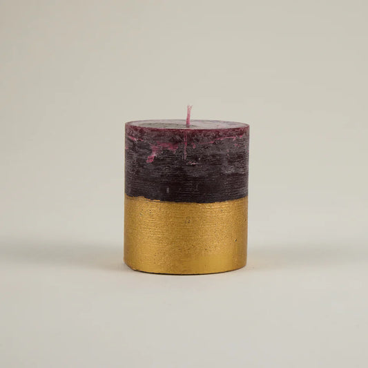 Figgy Pudding Gold Half Dipped Pillar Candle