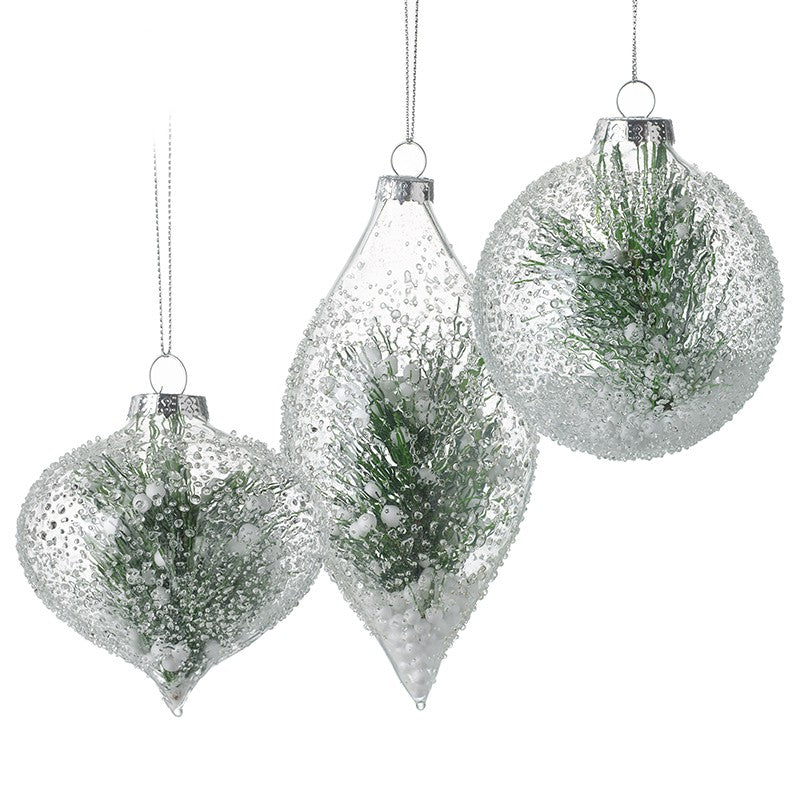 FROSTED HANGING FIR TREE DECORATION