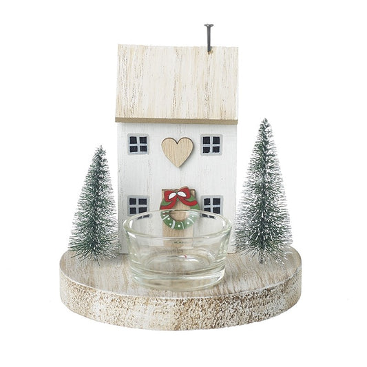 WOODEN HOUSE LED T LIGHT HOLDER