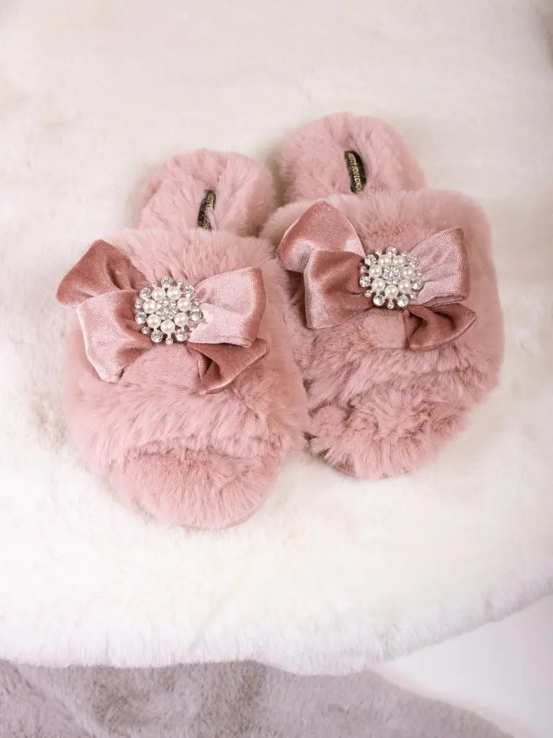 Anya Embellished Slider Slippers in Pink - Large