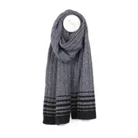 Grey and Charcoal gradient stripe knit scarf