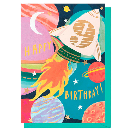 Age 9 happy birthday rocket