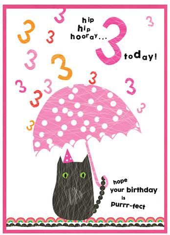 Age 3 Birthday Cat Umbrella