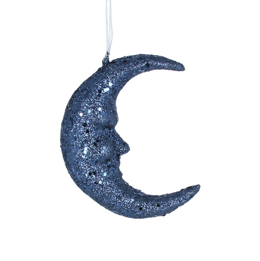 Blue Glitter Moon Decoration