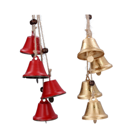 Metal Dec 30cm - Red/Gold Bell Cluster