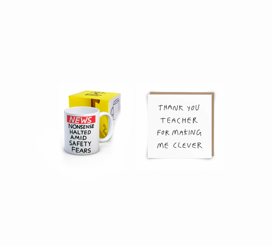 Thankyou Teacher Card & David Shrigley Boxed Mug