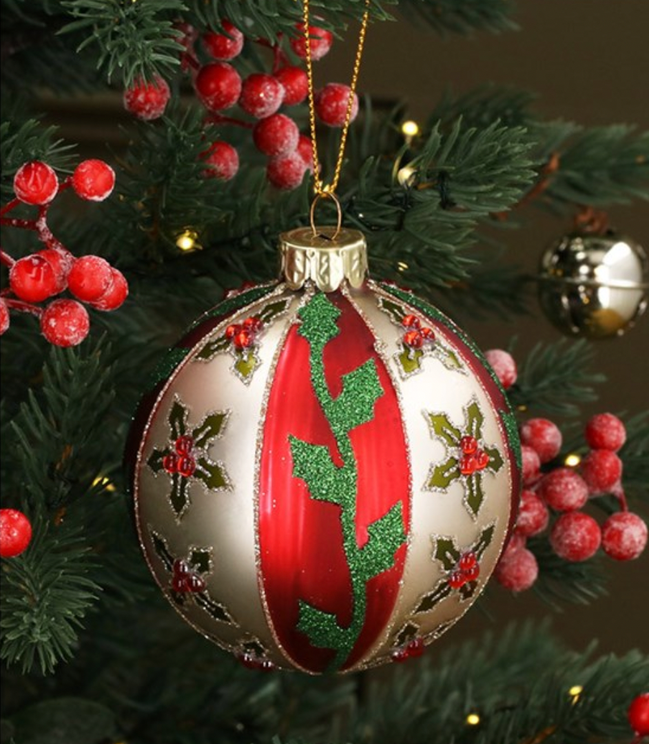 Christmas red and gold bauble 8cm