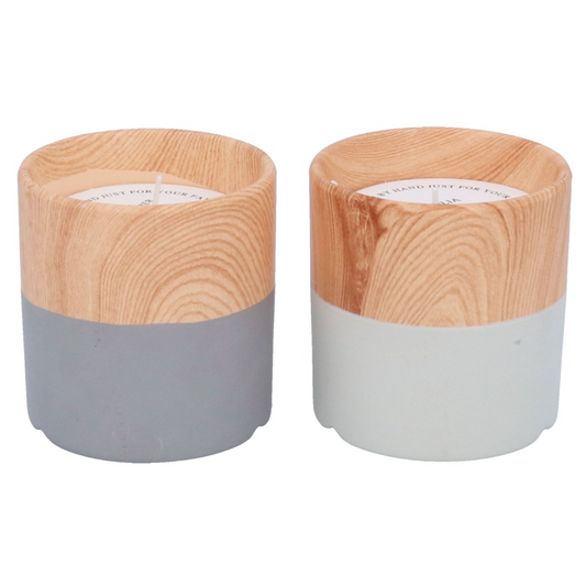 Wood Effect 2-Tone Scented Candle,