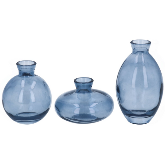 Clear Blue Glass Bud Vase,