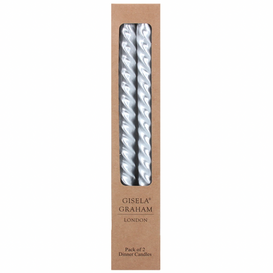 Metallic Silver Twist Taper Candle, Box/2