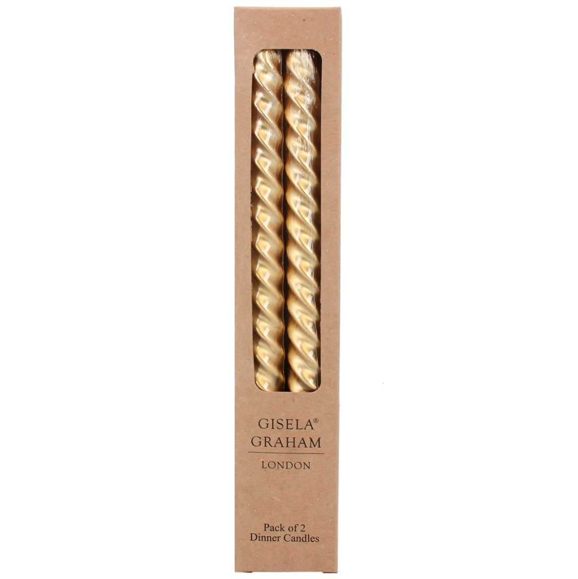 Metallic Gold Twist Taper Candle, Box/2