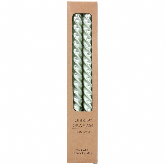 Metallic Green Twist Taper Candle, Box/2