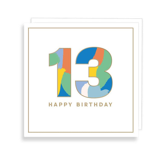 Age 13 Happy Birthday - Abstract - Gold
