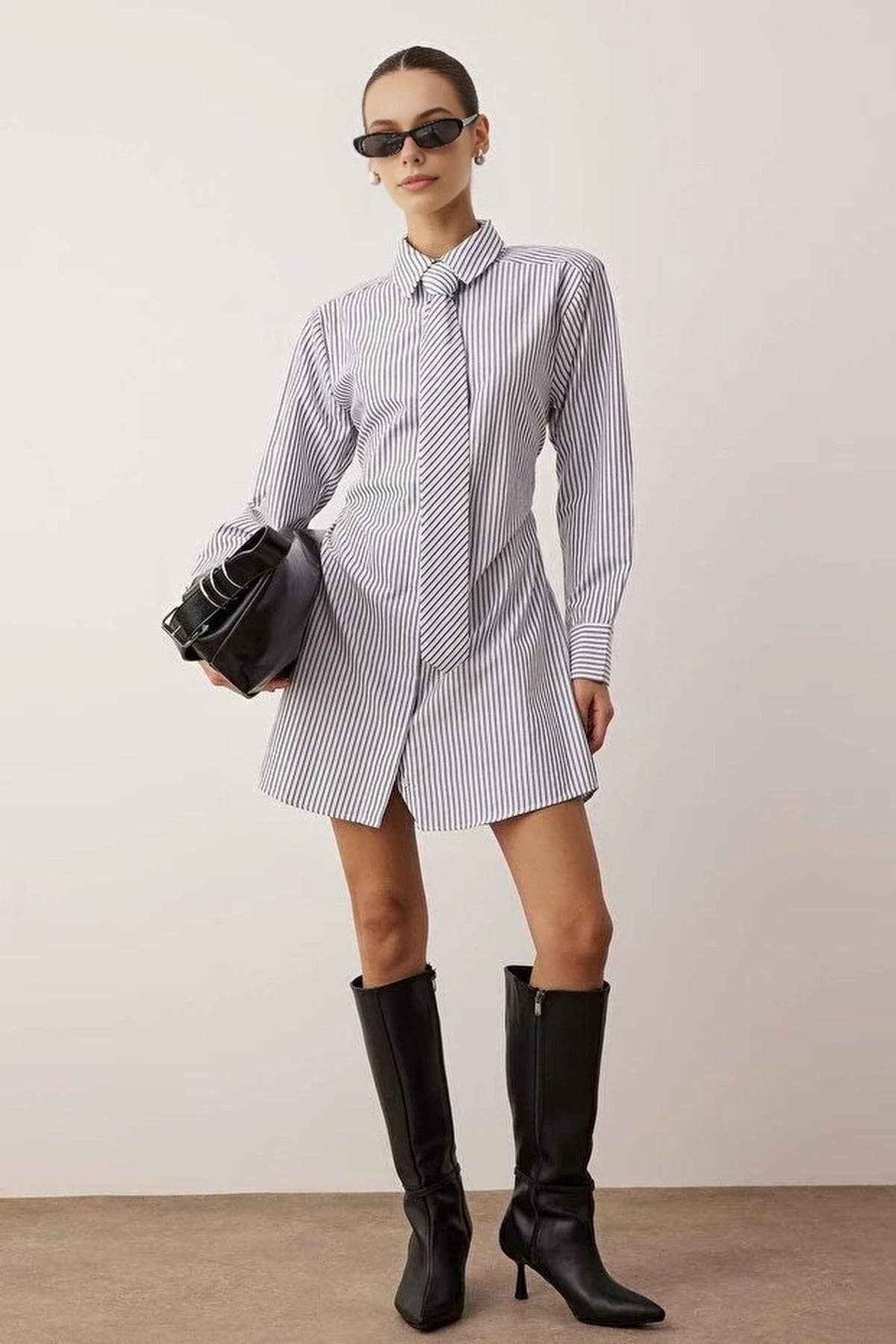 Mini Woven Dress with Tie Detail: Multi / 12