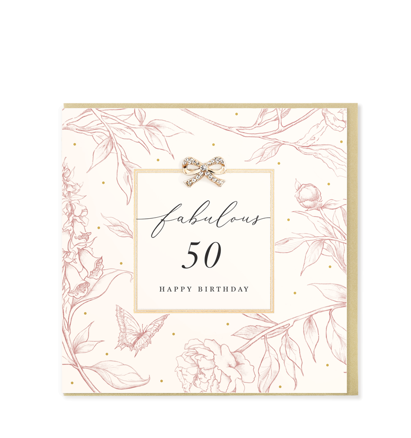 Fabulous 50 Happy Birthday, Embellished Greetings Card