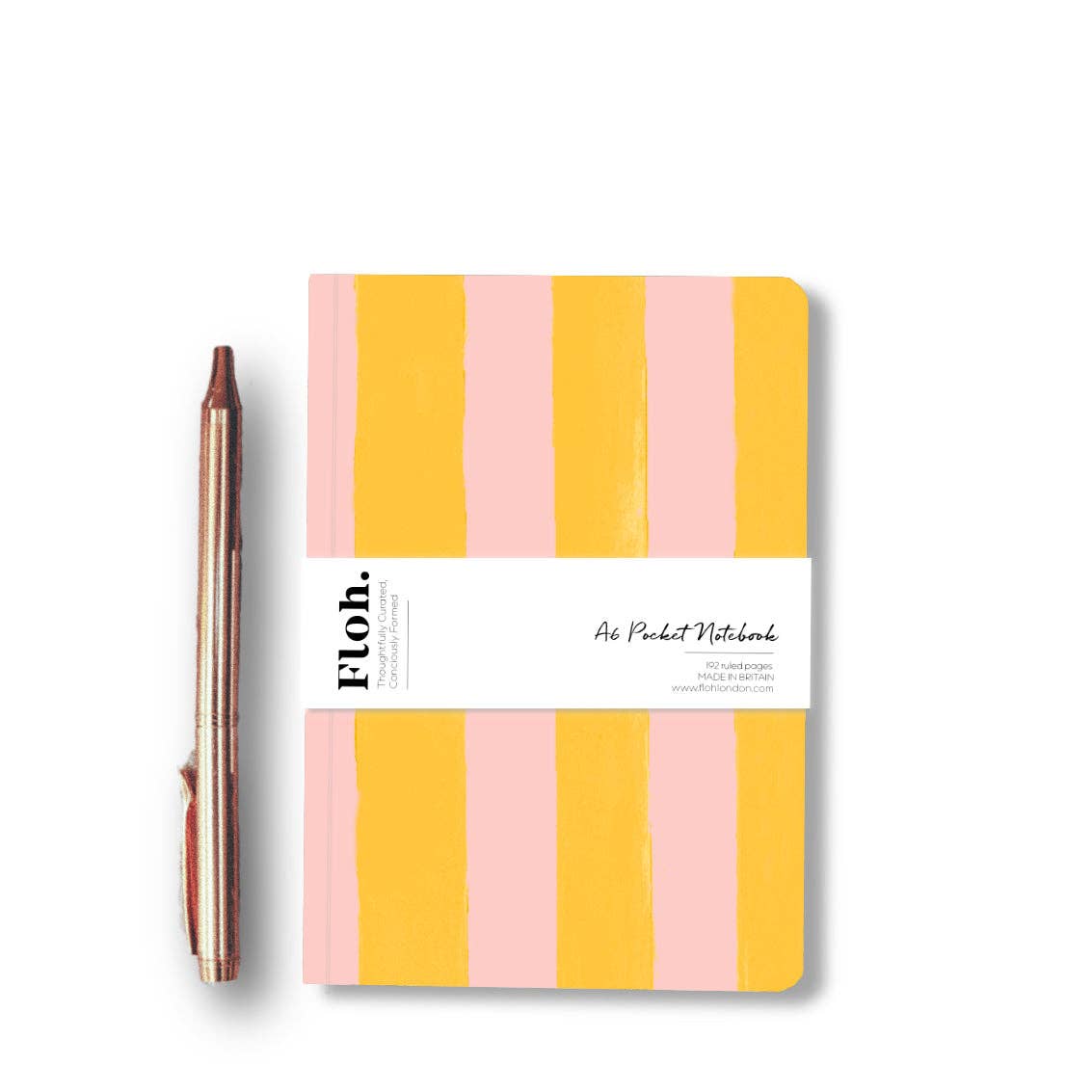 Mango & Peach (Stripes) A6 Pocket Lined Notebook